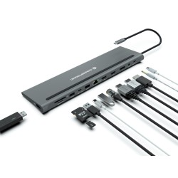 Stacja Dokująca Conceptronic 12-1 Usb-C- 2Xhdmi/3Xusb-A/Dp/+ 18Cm Gr
