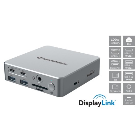 Stacja Dokująca Conceptronic 15-1 Usb-C- 2Xhdmi/2Xusb-C/4Xusb-A/+80W Si