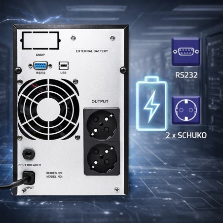 Qoltec 52640 Zasilacz Awaryjny Ups Pure Sine Wave | 1Kva | 800W | Avr | Lcd | Czysty Sinus