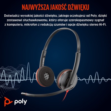 Słuchawki Poly Blackwire 3220 Stereo Usb-C Black Headset +Usb-C/A Adapter (Box) 8X228Aa