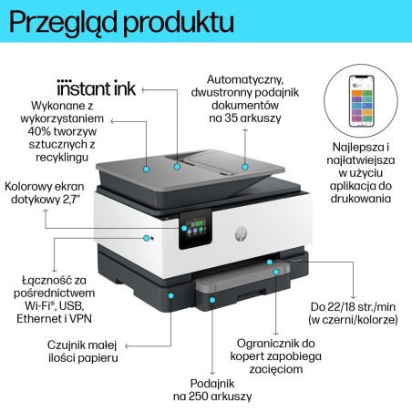 Hp Officejet Pro 9120E Bezprzewodowe All-In-One W Kolorze Drukarka, Instant Ink  Drukowanie Dwustronne