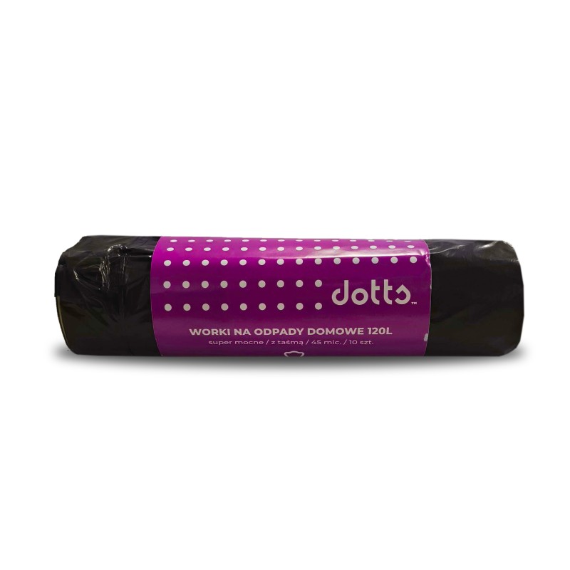 Worki Na Śmieci Z Taśmą 120L 10Szt. Dotts Super Mocne (Ldpe) 45Mic Czarne