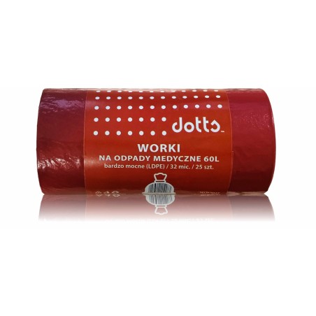 Worki Na Odpady Medyczne 60L 25Szt., Dotts, Bardzo Mocne (Ldpe), 32Mic Czerwone