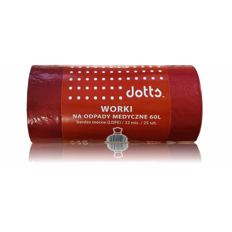 Worki Na Odpady Medyczne 60L 25Szt., Dotts, Bardzo Mocne (Ldpe), 32Mic Czerwone