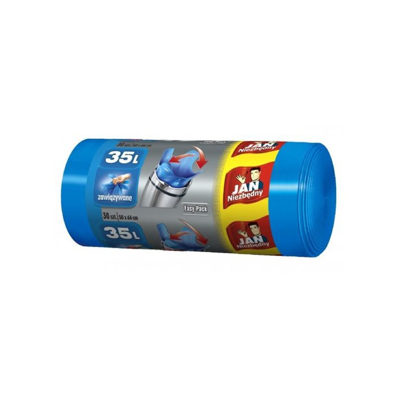 Jan Niezbędny Worki Hd Easy_Pack, Niebieskie, Wiązane, 35 L, 30 Szt., 32331
