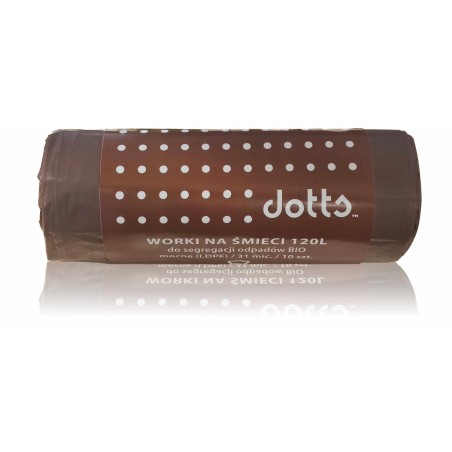 Worki Na Śmieci 120L 10Szt., Dotts, Do Segregacji Odpadów Bio, Nadruk, Mocne (Ldpe), 31Mic., Brązowe