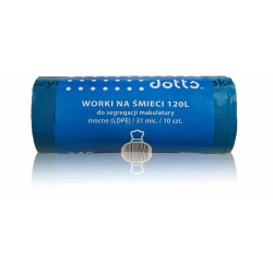 Worki Na Śmieci 120L 10Szt., Dotts, Do Segregacji Makulatury, Nadruk, Mocne (Ldpe), 31Mic., Niebieskie