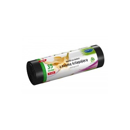 Stella Worki 35L Na Śmieci Ekologiczne Czarne ,Z Taśmą Ldpe (15 Szt.)  Wns-4249