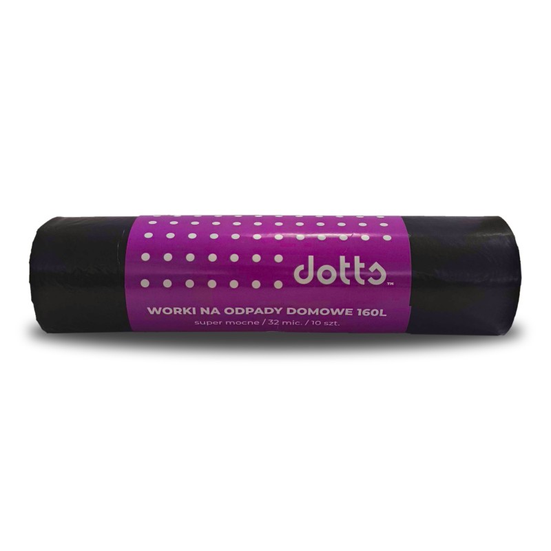 Worki Na Śmieci 160L 10Szt. Dotts Super Mocne (Ldpe) 32Mic  Czarne