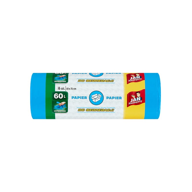 Jan Niezbędny Worki Hd Easy-Pack Niebieskie Wiązane 60L 16 Szt. Do Segregacji Papier 40760