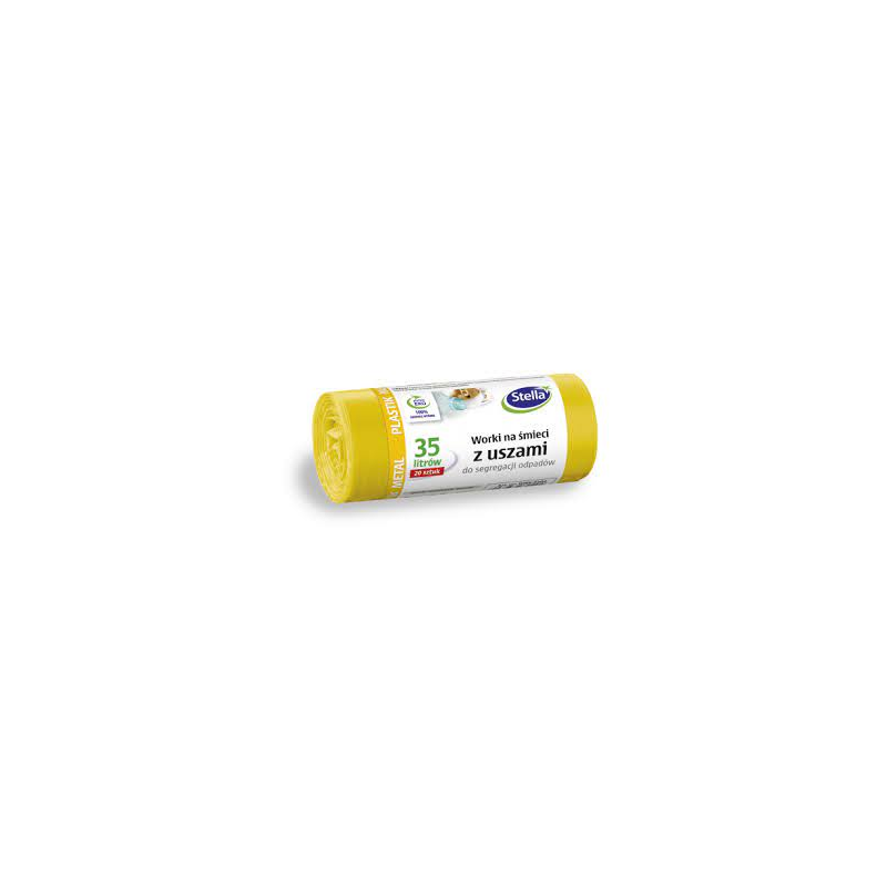 Stella Worki 35L Do Segregacji Plastiku, Żółte Z Uszami Ldpe  (20 Szt.)  032204
