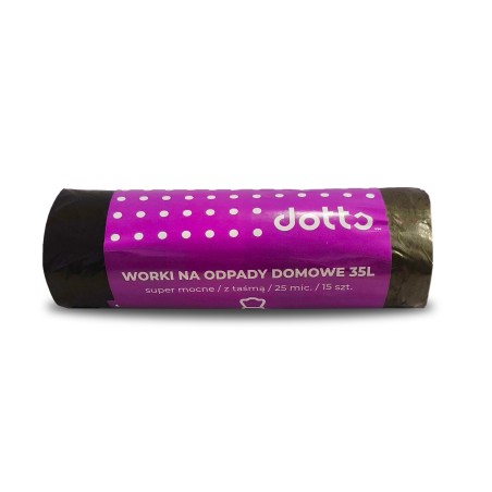 Worki Na Śmieci Z Taśmą 35L 15Szt. Dotts Super Mocne (Ldpe) 25Mic Czarne