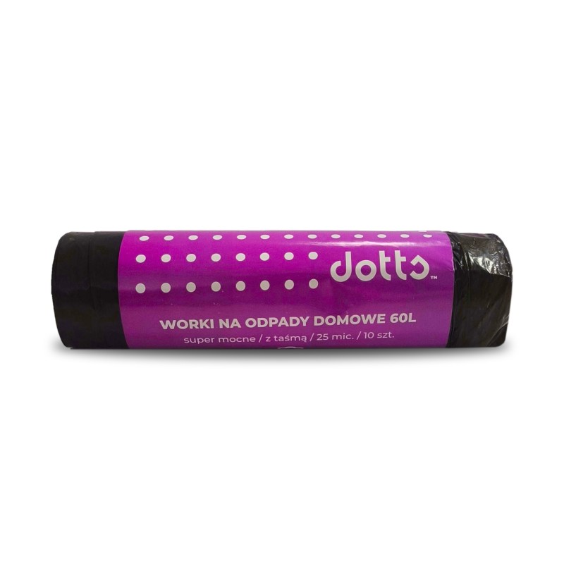 Worki Na Śmieci Z Taśmą 60L 10Szt. Dotts Super Mocne (Ldpe) 25Mic Czarne