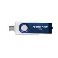 Partiot Flashdrive Xporter X550 64Gb Dual Usb A+C, 80Mb/S Alu-Plastic