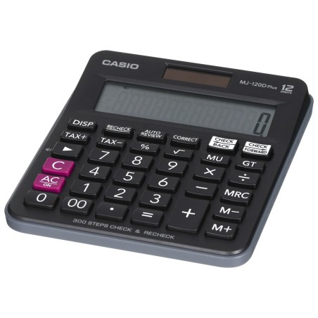 Casio Kalkulator Biurowy Mj-120D Plus Czarny, 12 Cyfrowy Wyświetlacz