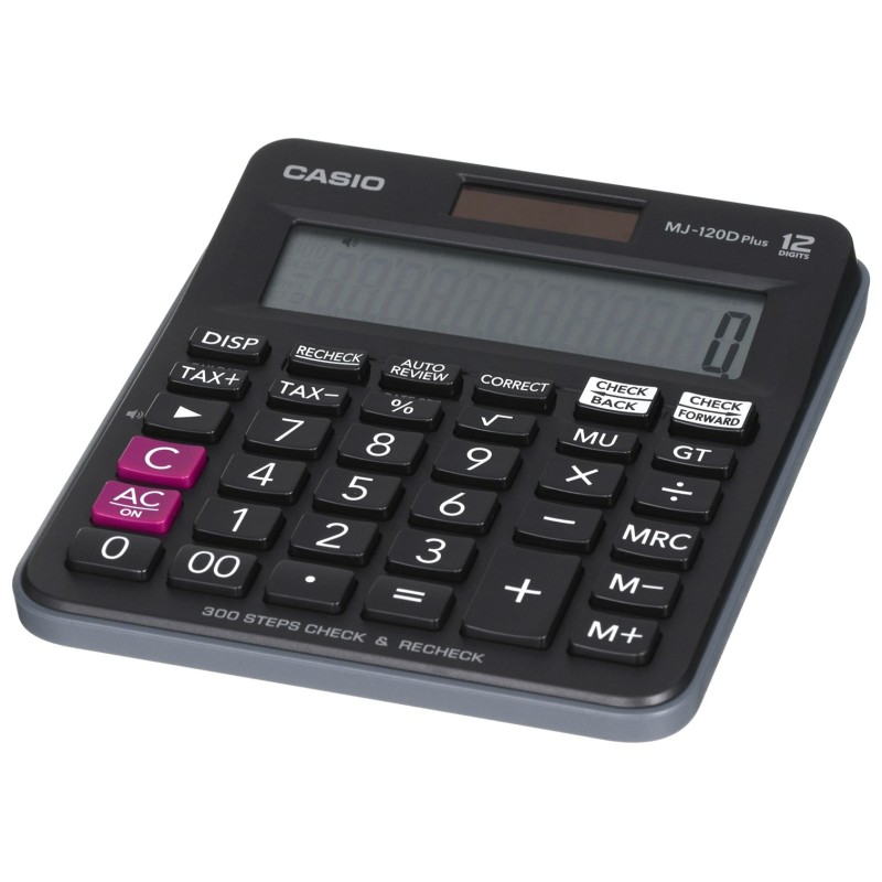 Casio Kalkulator Biurowy Mj-120D Plus Czarny, 12 Cyfrowy Wyświetlacz