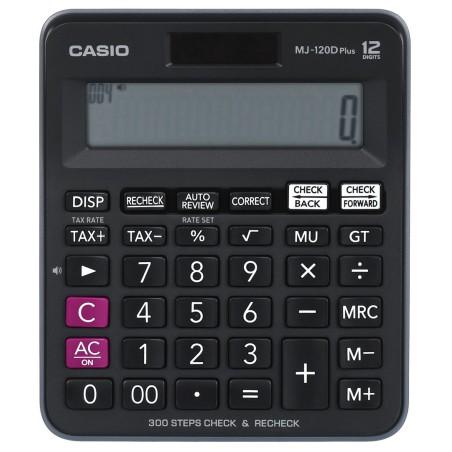 Casio Kalkulator Biurowy Mj-120D Plus Czarny, 12 Cyfrowy Wyświetlacz