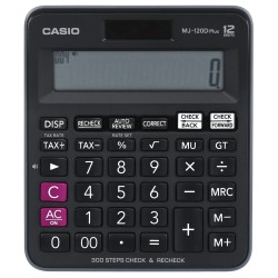 Casio Kalkulator Biurowy Mj-120D Plus Czarny, 12 Cyfrowy Wyświetlacz