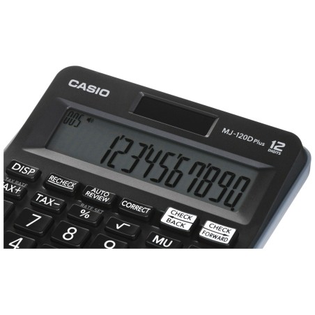 Casio Kalkulator Biurowy Mj-120D Plus Czarny, 12 Cyfrowy Wyświetlacz