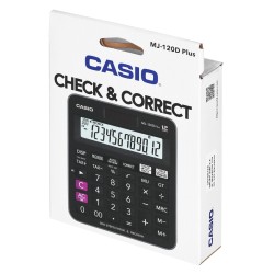 Casio Kalkulator Biurowy Mj-120D Plus Czarny, 12 Cyfrowy Wyświetlacz