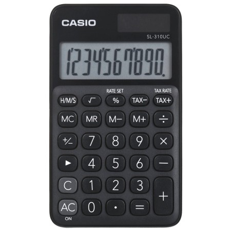 Casio Kalkulator Kieszonkowy Sl-310Uc-Bk Czarny, 10 Cyfrowy Wyświetlacz