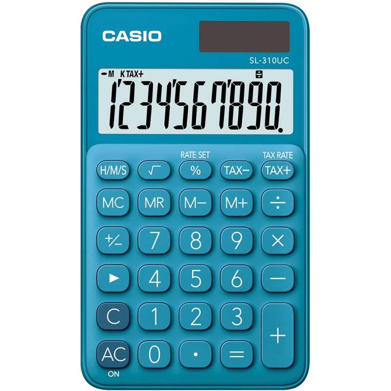 Casio Kalkulator Kieszonkowy Sl-310Uc-Bu Niebieski, 10 Cyfrowy Wyświetlacz