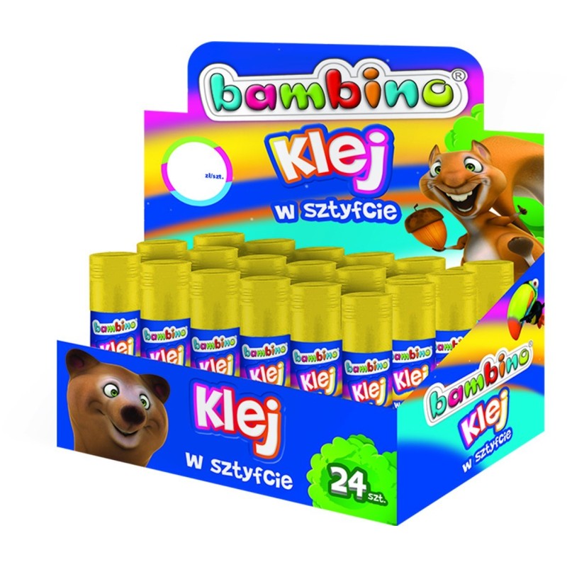 Klej Sztyft 9G Mini Zoo (24) Display Majewski Bambino