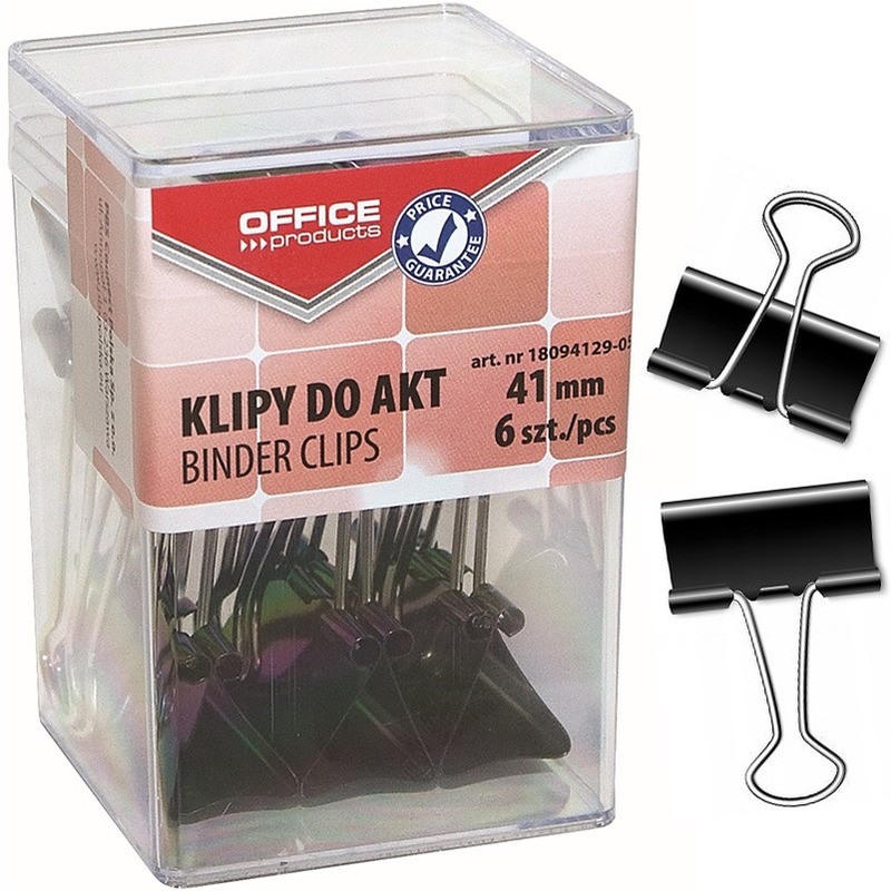 Klipy Do Dokumentów Office Products 41Mm Czarne (6)