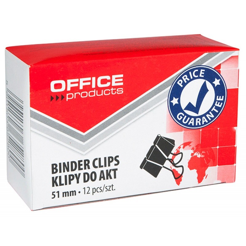 Klipy Do Dokumentów , 51Mm, 12Szt., Czarne, Typu Office Products 18095119-05