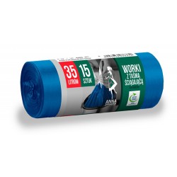 Anna Zaradna Worki 35L Na Śmieci Supermocne Z Taśmą, Niebieskie (15 Szt.)  36370