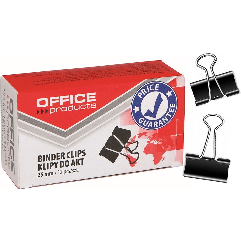 Klipy Do Dokumentów Office Products 25Mm Czarne (12)
