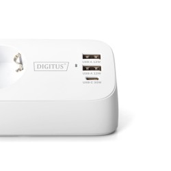 Digitus 3-Drożna Biurowa Listwa Zasilająca Z 2 Złączami Usb-A I 1 Złączem Usb-C, Biała