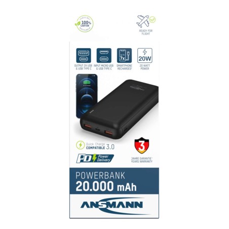 Ansmann Pb320Pd Litowo-Polimerowy (Lipo) 20000 Mah Czarny