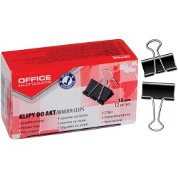 Klipy Do Dokumentów Office Products 15Mm Czarne (12)