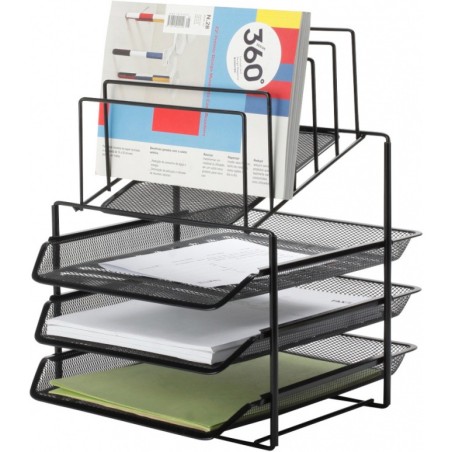Organizer Na Biurko Q-Connect 3 Półki I Sorter Metalowy Czarny