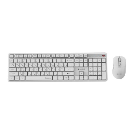 Gembird Bezprzewodowy Zestaw Klawiatury + Mysz Silent Key Pro Business, Biały, Układ Ru