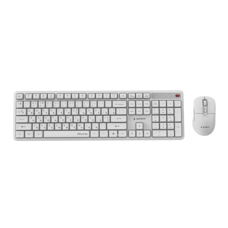 Gembird Bezprzewodowy Zestaw Klawiatury + Mysz Silent Key Pro Business, Biały, Układ Ru