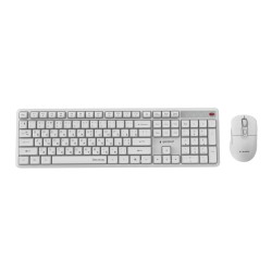 Gembird Bezprzewodowy Zestaw Klawiatury + Mysz Silent Key Pro Business, Biały, Układ Ru
