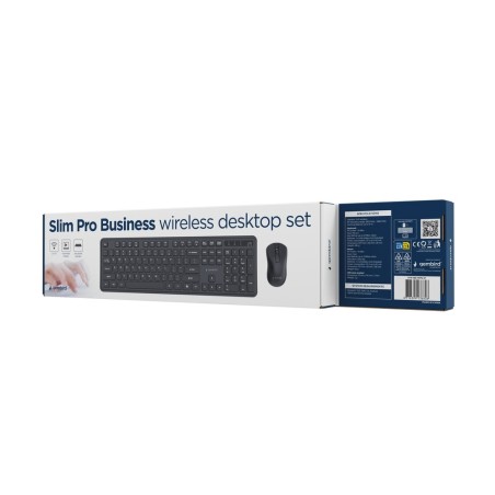 Gembird Bezprzewodowy Zestaw Klawiatury + Mysz Slim Pro Business Na Biurko, Czarny, Układ Us