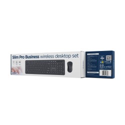 Gembird Bezprzewodowy Zestaw Klawiatury + Mysz Slim Pro Business Na Biurko, Czarny, Układ Us