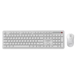 Gembird Bezprzewodowy Zestaw Klawiatury + Mysz Slim Pro Business Na Biurko,Biały, Układ Us