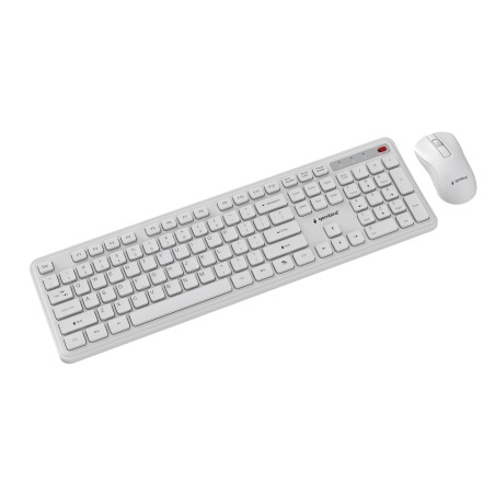 Gembird Bezprzewodowy Zestaw Klawiatury + Mysz Slim Pro Business Na Biurko,Biały, Układ Us