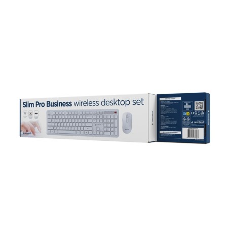 Gembird Bezprzewodowy Zestaw Klawiatury + Mysz Slim Pro Business Na Biurko,Biały, Układ Us