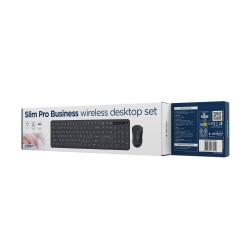Gembird Bezprzewodowy Zestaw Klawiatury + Mysz Slim Pro Business Na Biurko, Czarny, Układ Ru