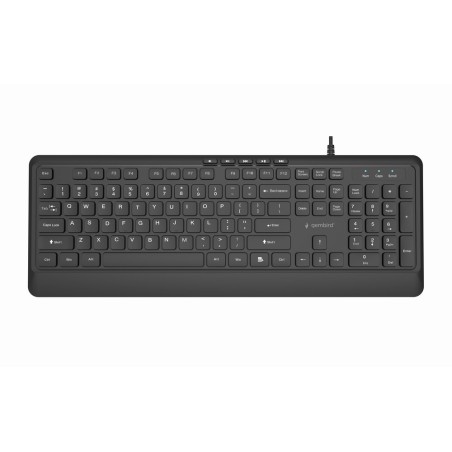 Gembird Klawiatura Przewodowa Multimedialna Slim, Usb 5 Klawiszy Hotkeys, Us Layout, Czarna