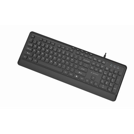 Gembird Klawiatura Przewodowa Multimedialna Slim, Usb 5 Klawiszy Hotkeys, Us Layout, Czarna