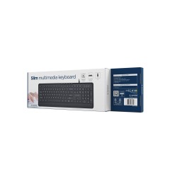 Gembird Klawiatura Przewodowa Multimedialna Slim, Usb 5 Klawiszy Hotkeys, Us Layout, Czarna