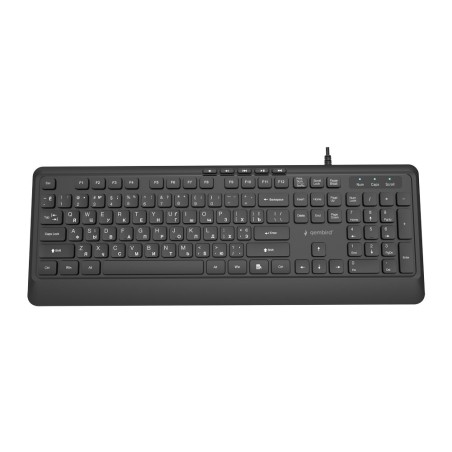 Gembird Przewodowa Klawiatura Multimedialna Slim 5 Klawiszy Hotkeys, Ru Layout, Czarna
