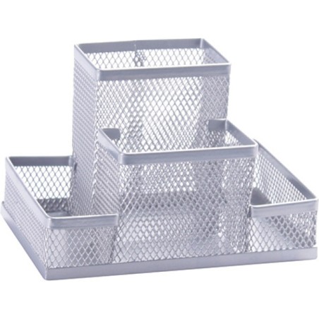 Przybornik Na Biurko Q-Connect 4 Komory Metalowy Srebrny