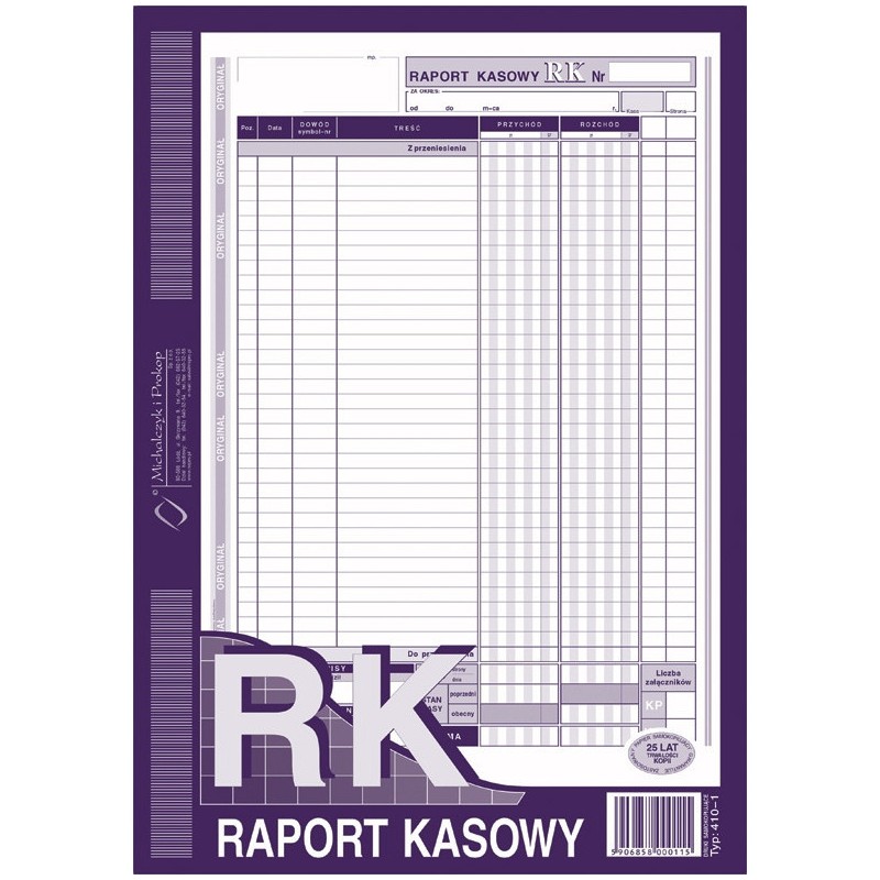 Raport Kasowy A4 (O+1K)